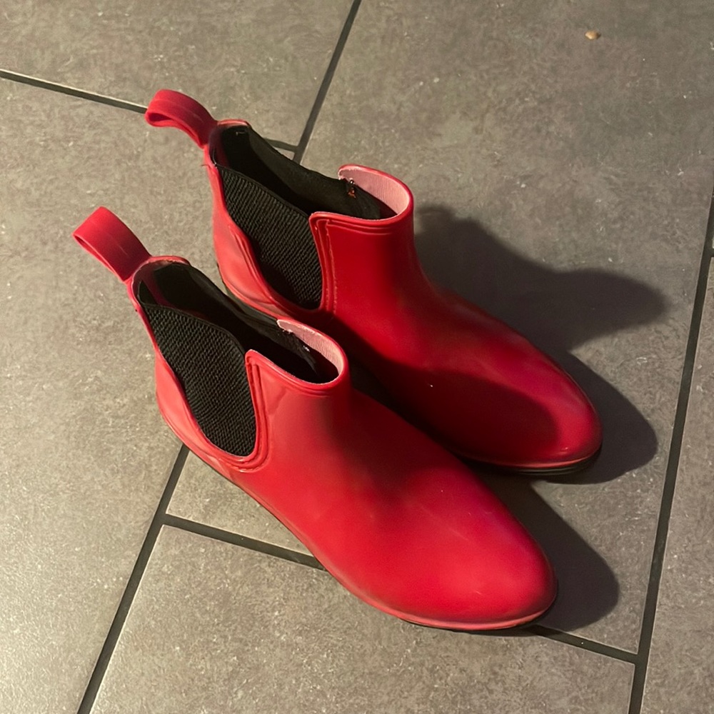 Red and Black Ankle RainBoots